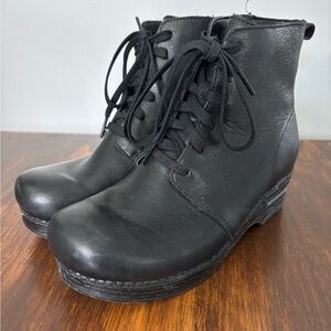 Dansko Black Lace Up Leather Boots